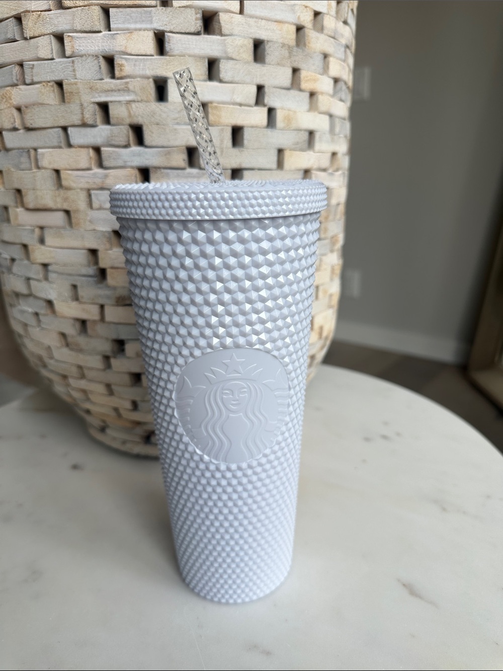 Starbucks White Studded Cold Cup with Clear Straw